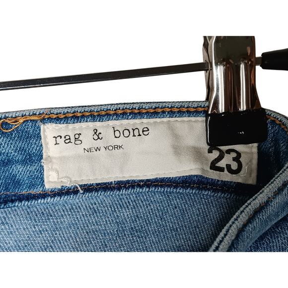 Rag & Bone Cate Mid-Rise Skinny Jeans Size 23 Distressed Blue Wash Ankle Raw Hem - Picture 14 of 16
